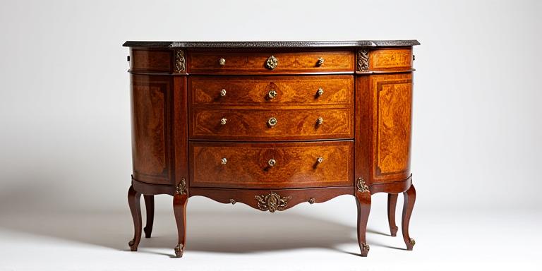 Commode barocca con intarsi in radica restaurata